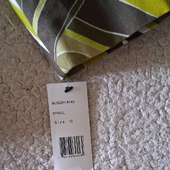 New Lafayette 148 New York Green and Brown Striped Blouse - Picture 3 of 7